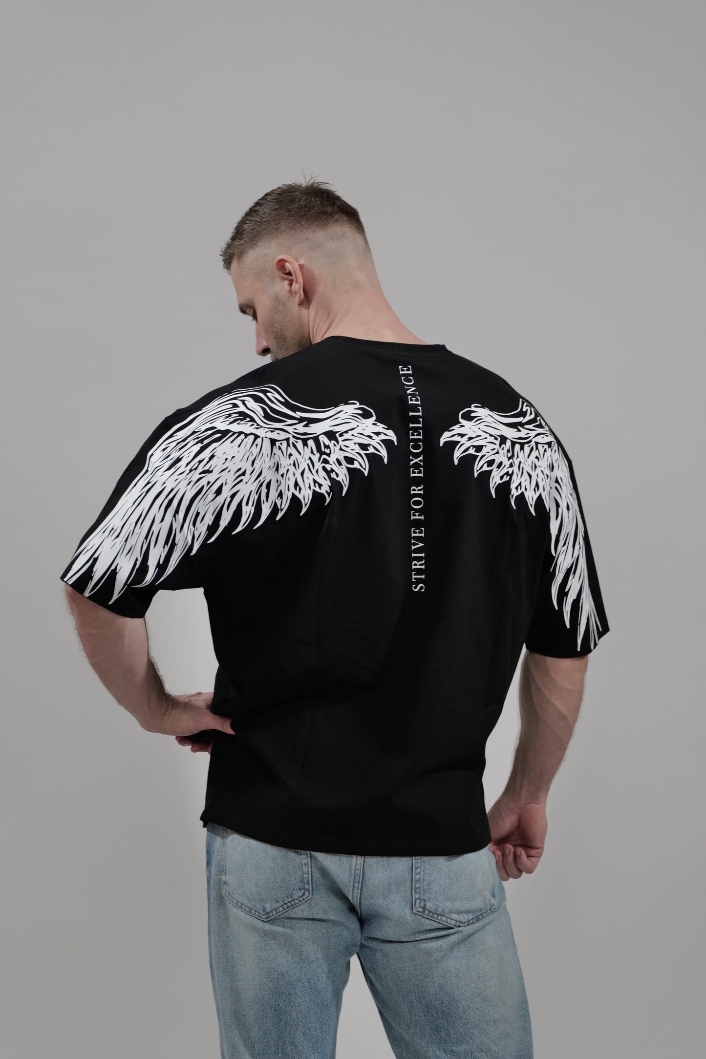 BS "ASCENDER" - Heavy Oversizedshirt mit Flügelmotiv/Ärmelbackprint - theblessed