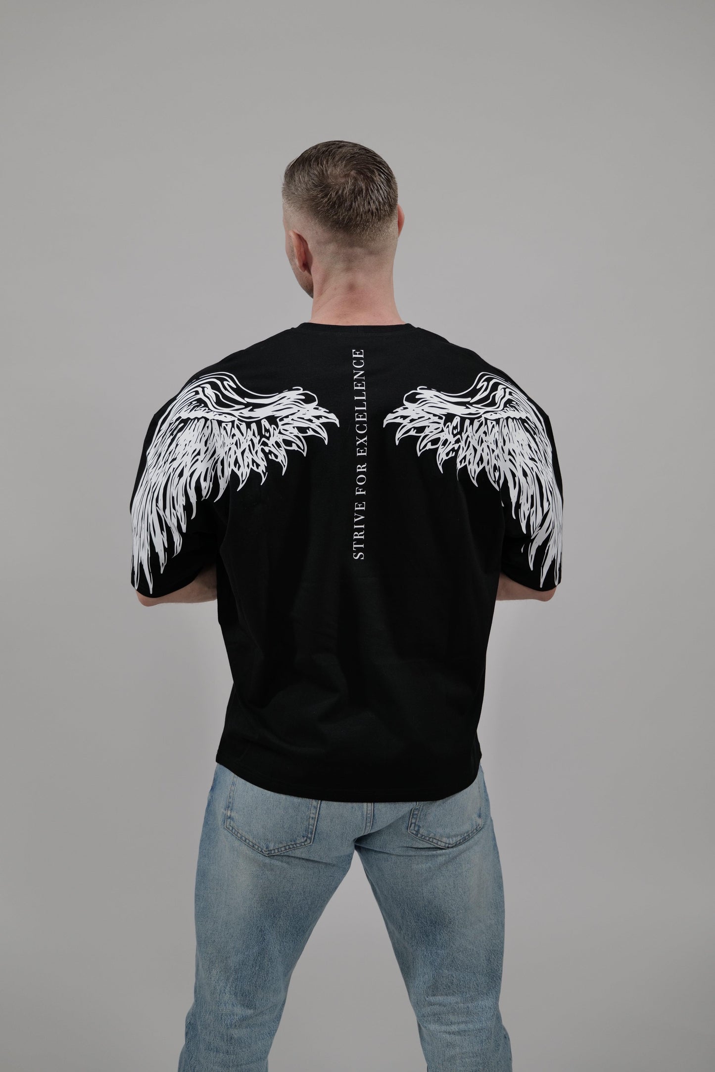 BS "ASCENDER" - Heavy Oversizedshirt mit Flügelmotiv/Ärmelbackprint - theblessed